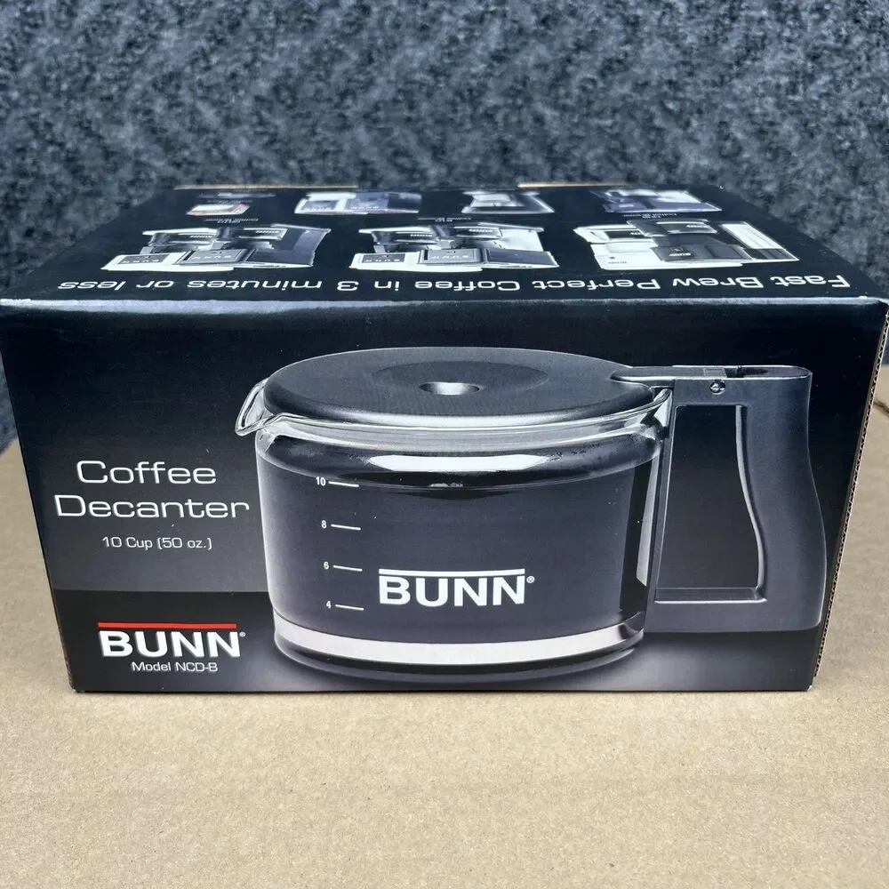 BUNN 10 Cup 50 oz Coffee Decanter Replacement Carafe with Lid Model NCD-B Black.